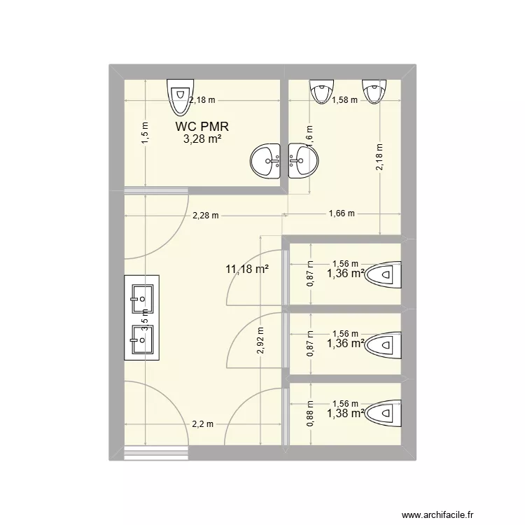 WC Arcades. Plan de 5 Pièces et 19 m² WC Arcades. Plan de 5 Pièces et 19 m²