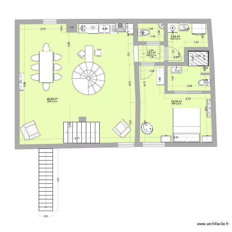 Neffies V6 MEZZA Esca Circ. Plan de 18 pièces et 285 m²