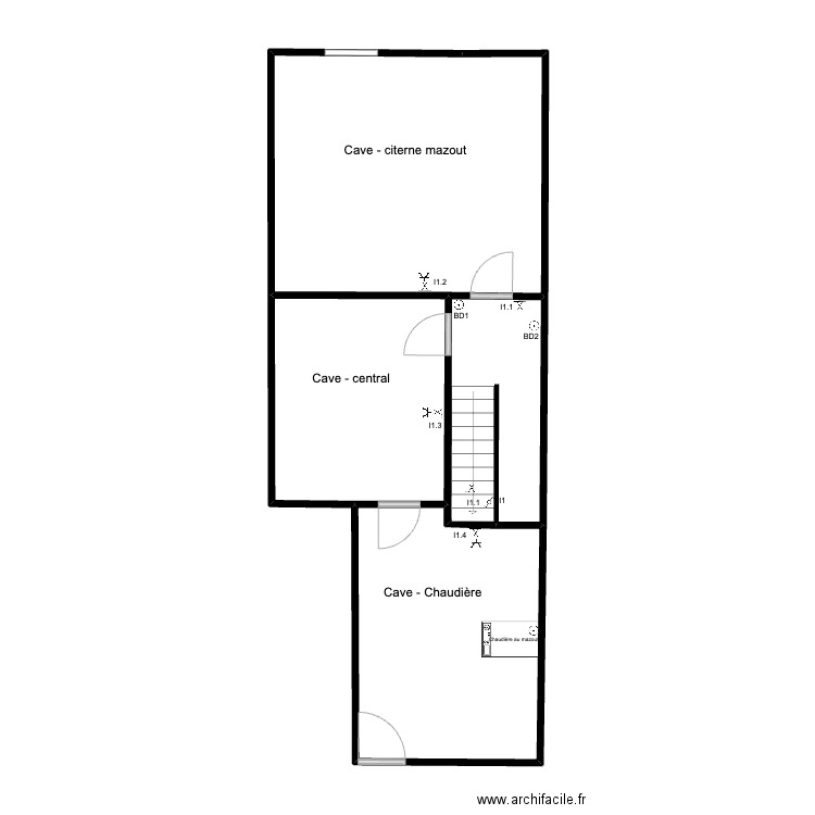 Lodelinsart Cave. Plan de 4 pièces et 60 m2