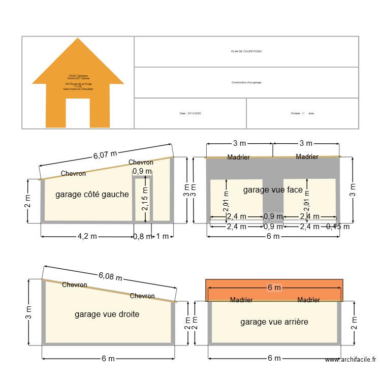 plan de coupe 3,5. Plan de 5 pièces et 50 m2