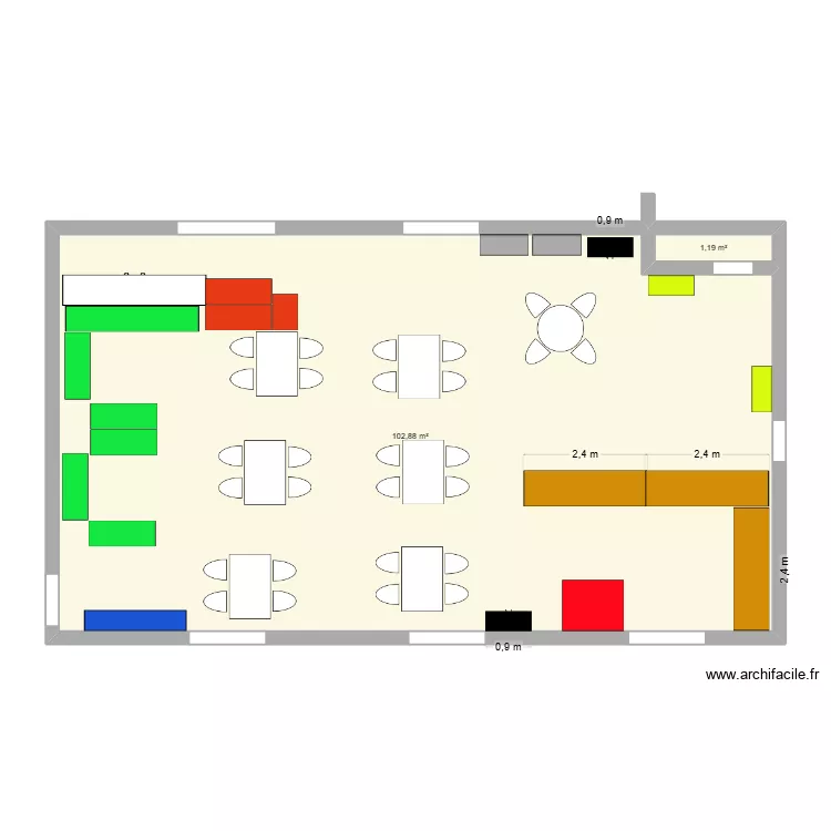 salle 27. Plan de 2  et 104 m²