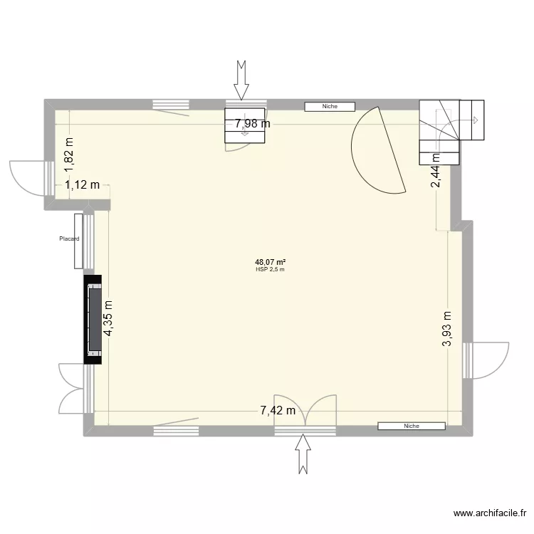 Maison Ratini piéce principale accés deux faces. Plan de 1 et 48 m² Maison Ratini piéce principale accés deux faces. Plan de 1 et 48 m²