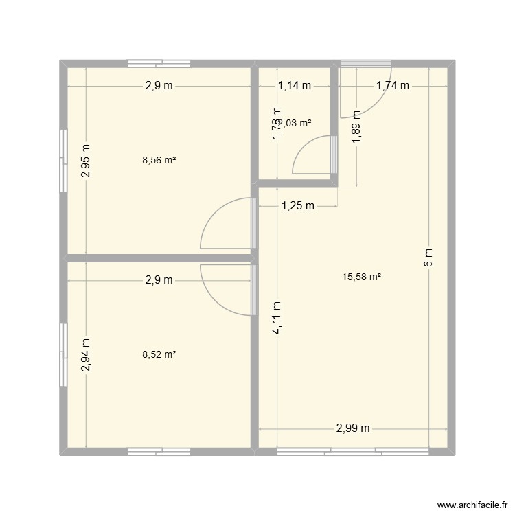 Mur bungalow. Plan de 0 pièce et 0 m2