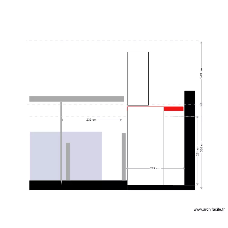Entr&eacute;e coupe. Plan de 