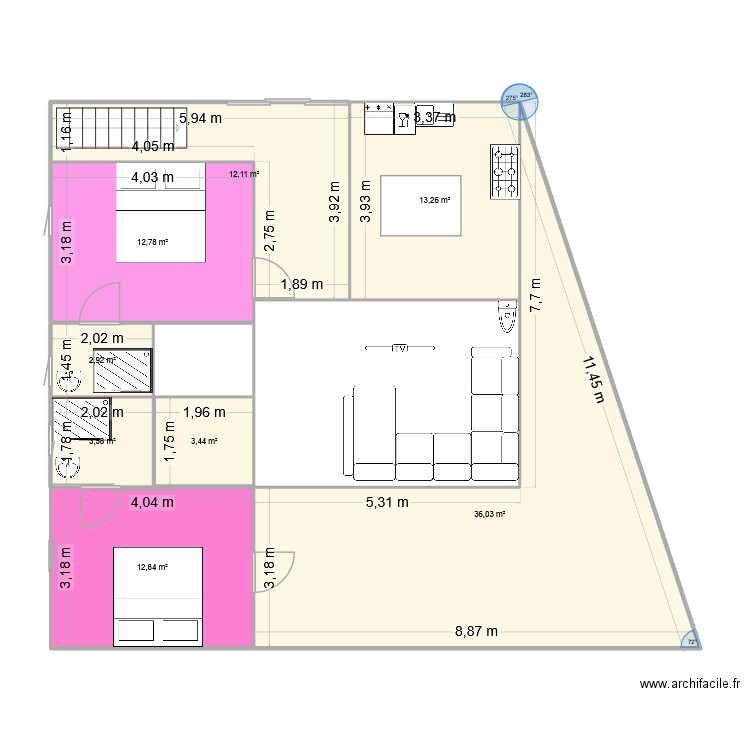 Plan1. Plan de 8 pièces et 97 m2