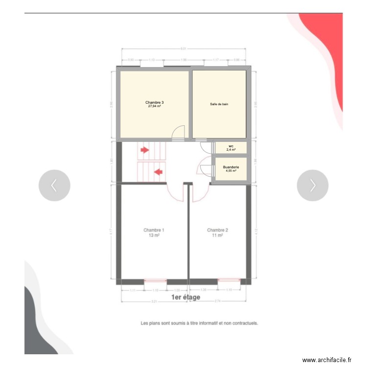 1er. Plan de 3 pièces et 35 m2