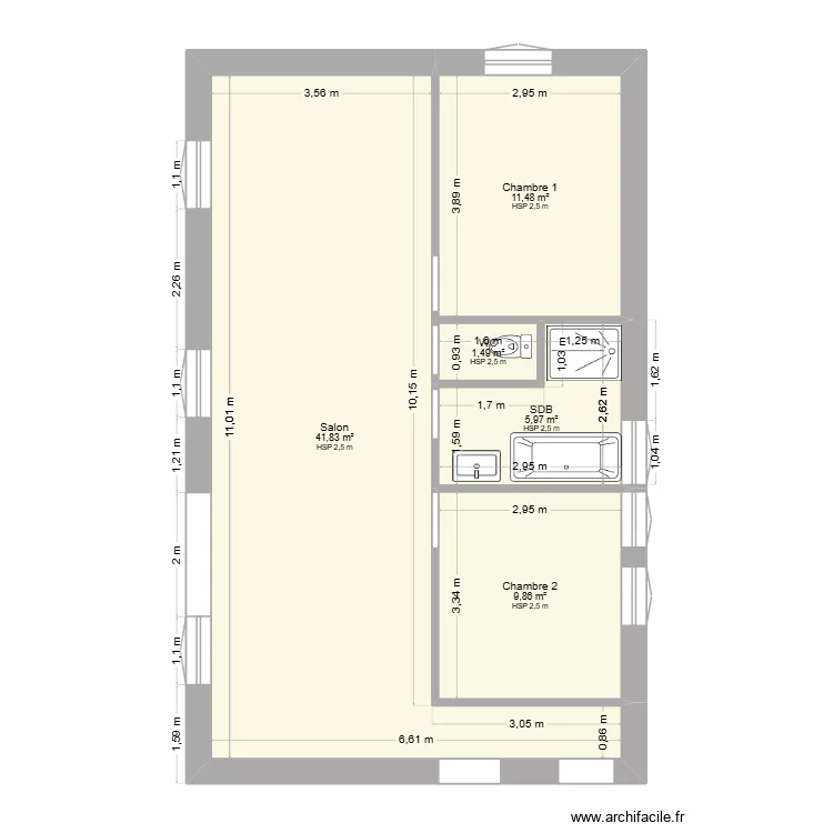 Jassans Riottier - renovation. Plan de 5 pièces et 71 m² Jassans Riottier - renovation. Plan de 5 pièces et 71 m²