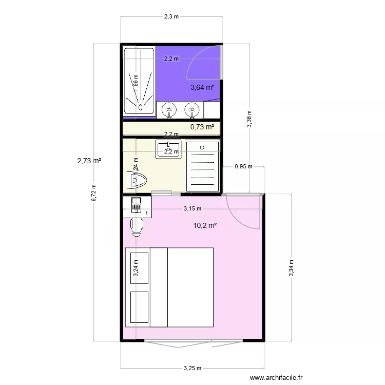 Salle_De_Bain_Andresy. Plan de 4  et 17 m²