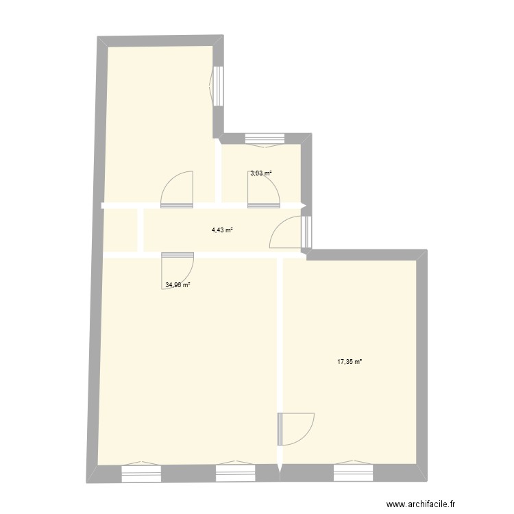 Cauteret_Richelieu. Plan de 4 pièces et 60 m2