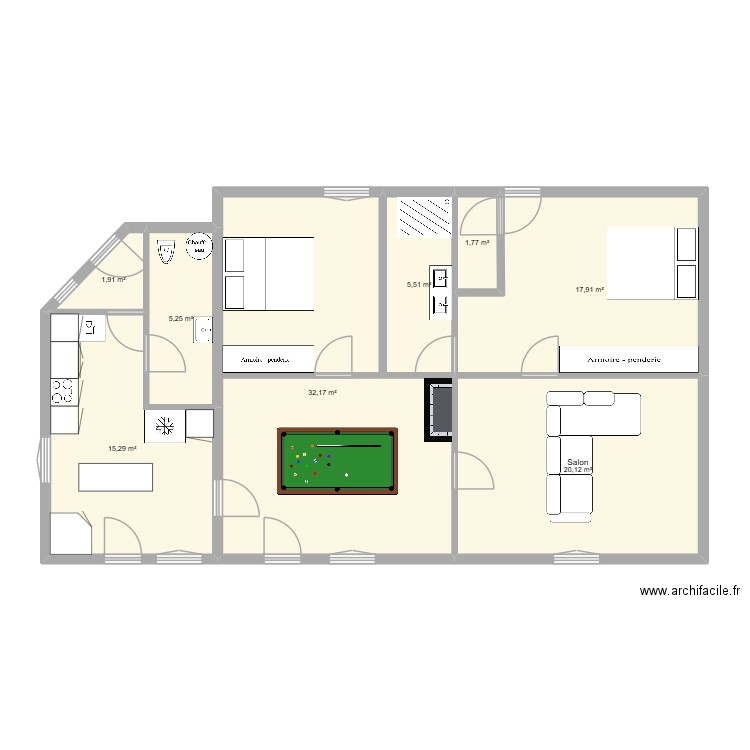 maison st martin. Plan de 8 pièces et 100 m2