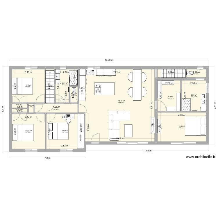 plan cerisier 2. Plan de 16 pièces et 125 m2