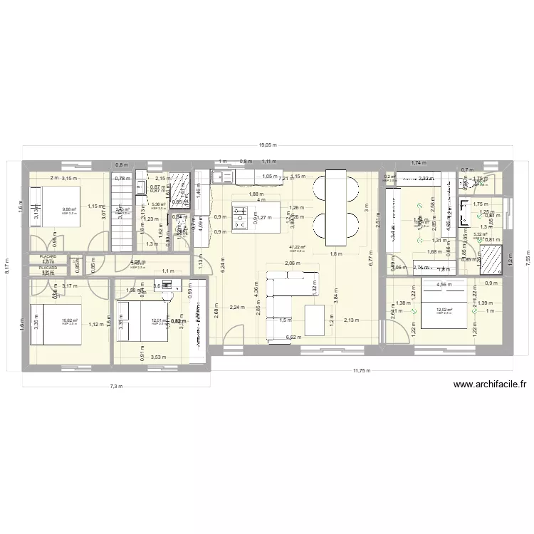 plan cerisier 2. Plan de 16 pièces et 124 m²