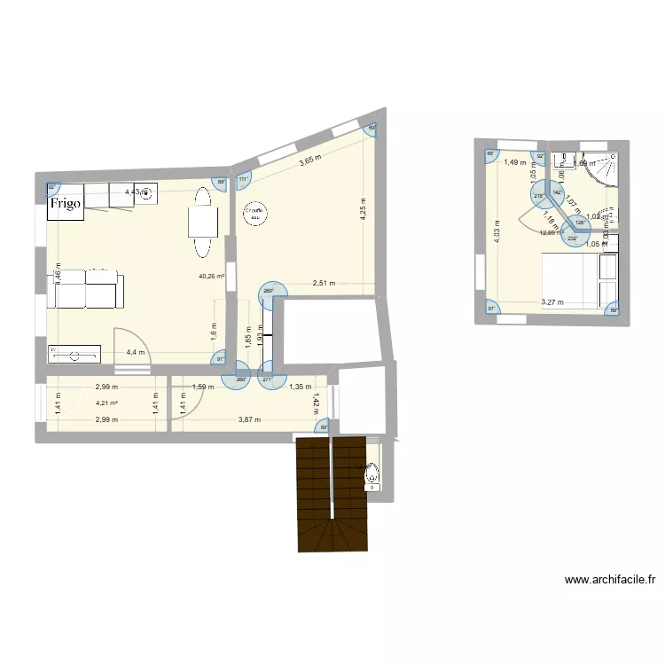 rdc 2. Plan de 4  et 59 m²