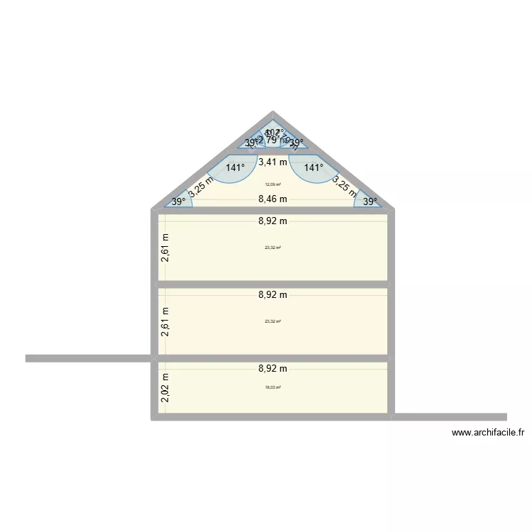 Plans de coupe. Plan de 5  et 78 m²