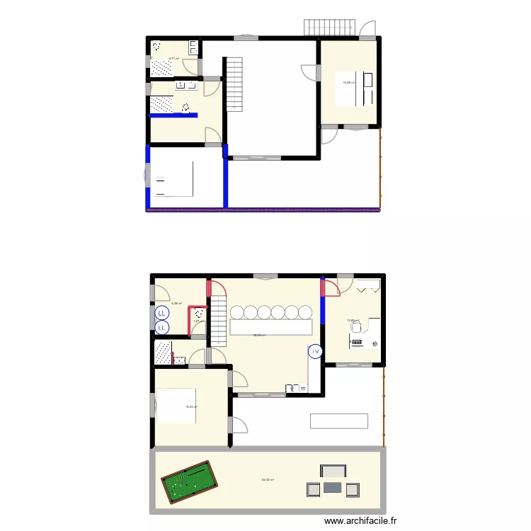 Nogent. Plan de 9  et 135 m²