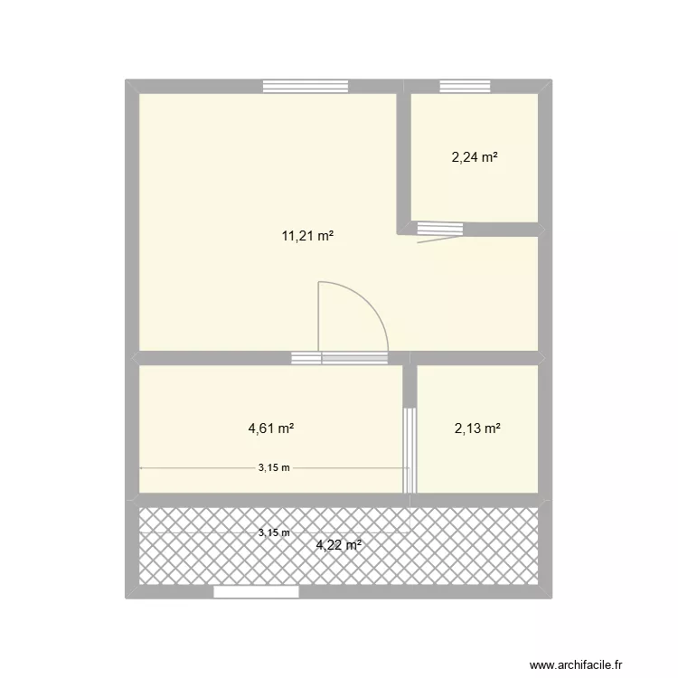 Plan de Stutios  N&deg; 3. Plan de 5  et 24 m²