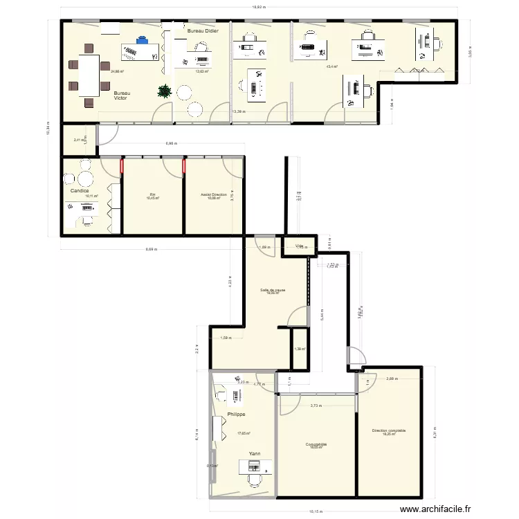 Modification bureau 2° V2. Plan de 14 et 190 m² Modification bureau 2° V2. Plan de 14 et 190 m²