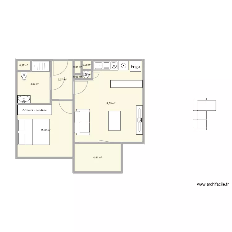 Chapelle S/E. Plan de 10  et 45 m²