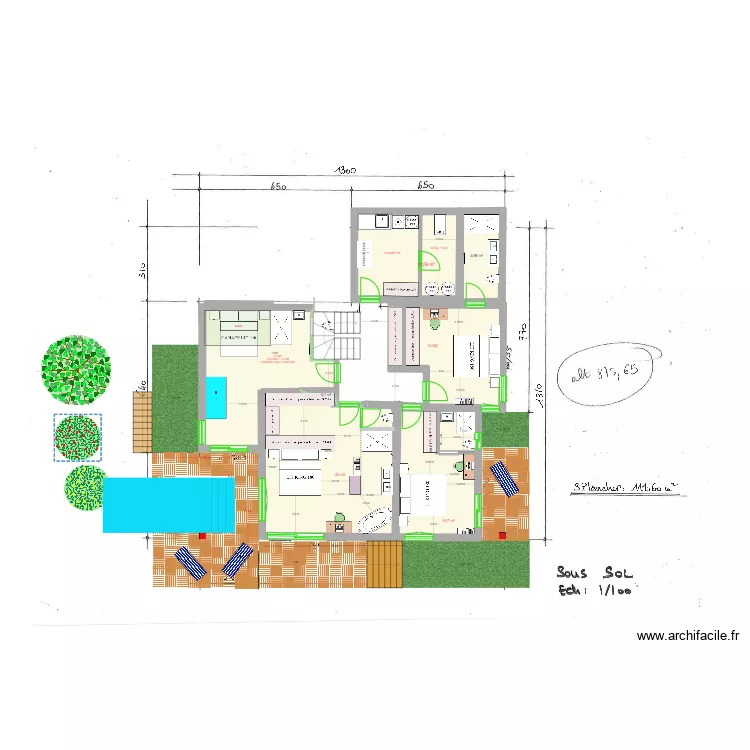 REZ JARDIN V2 ESC CENTR SAMOENS 3CH+SAUNA V2. Plan de 