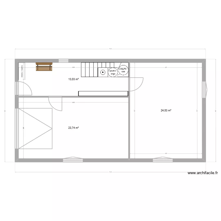 Chalet Soubassement. Plan de 3  et 61 m²