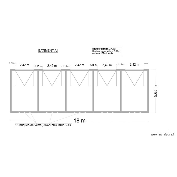 plan coter bat.A. Plan de 5 pièces et 91 m2