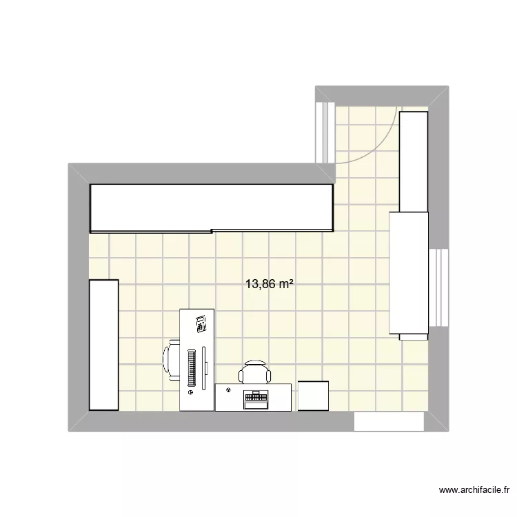 bureau. Plan de 1  et 14 m²