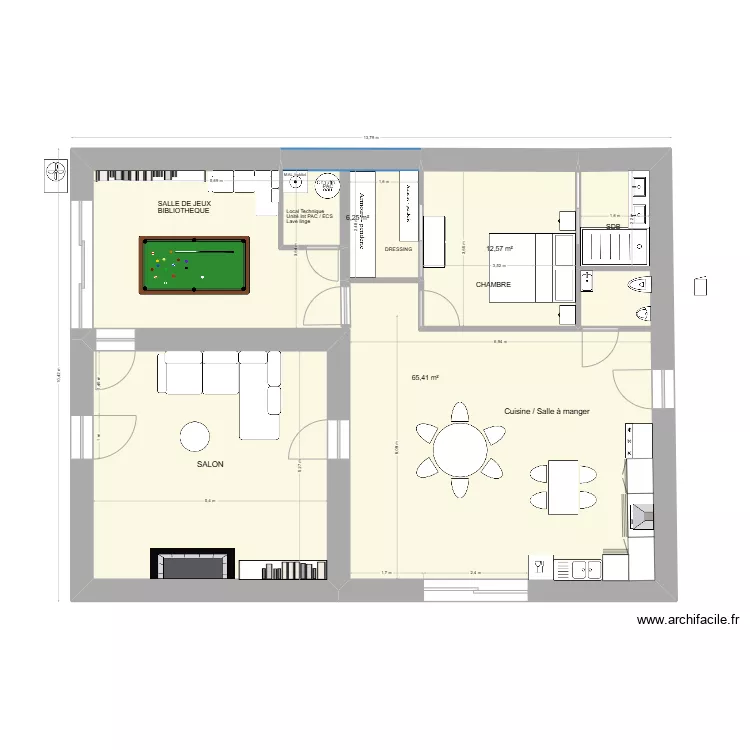 Projection 104 B cot&eacute; inter-exter + local tech 21/03/25. Plan de 