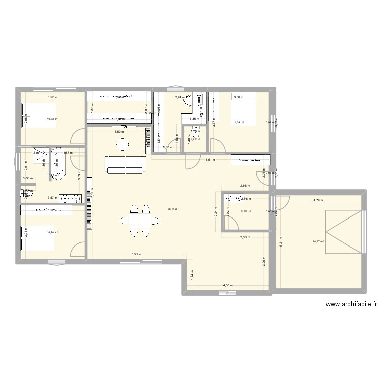 plan eve. Plan de 12 pièces et 156 m2