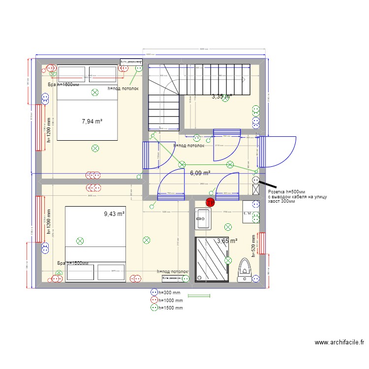 ЕБ 8 эл. Plan de 12 pièces et 95 m2