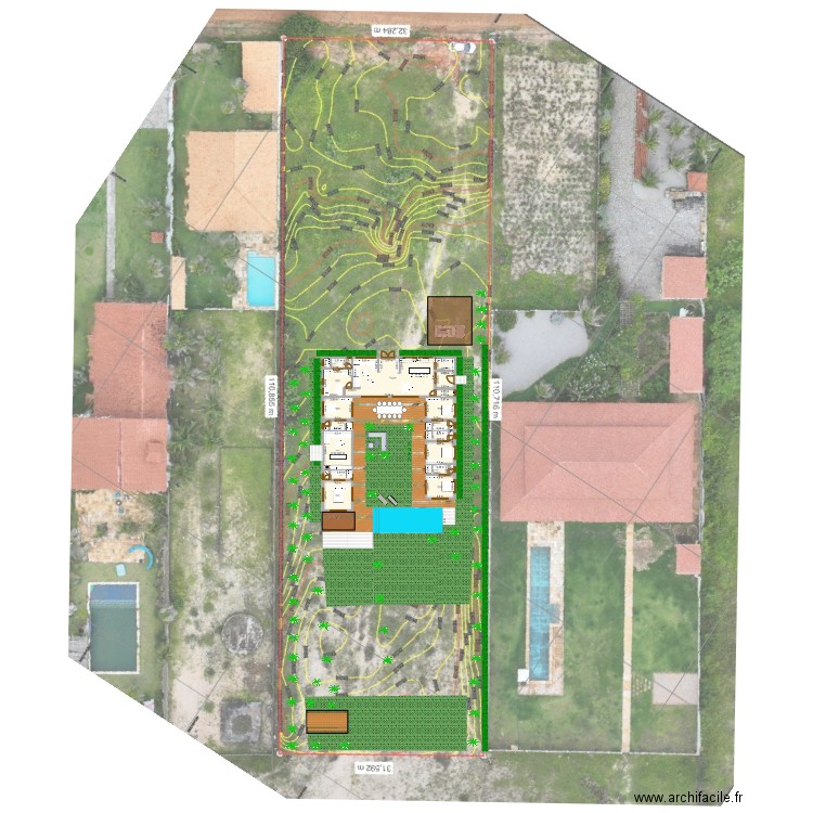 Taiba2. Plan de 17 pièces et 262 m2