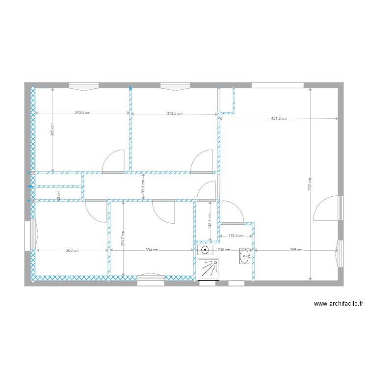 CINDY. Plan de 16 pièces et 74 m2