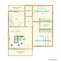 PLAN DE MAISON 2 CAMBRES SALON