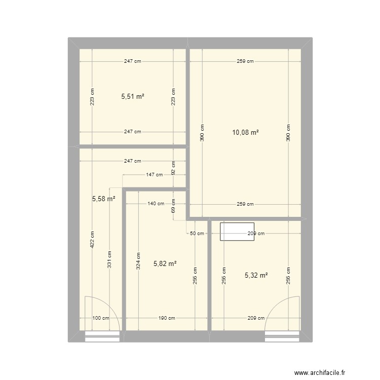 egypte V1.4. Plan de 5 pièces et 32 m2