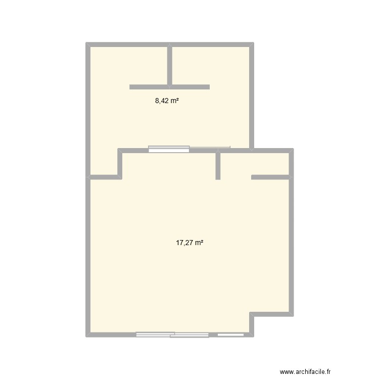 Bungalows double. Plan de 2 pièces et 26 m2