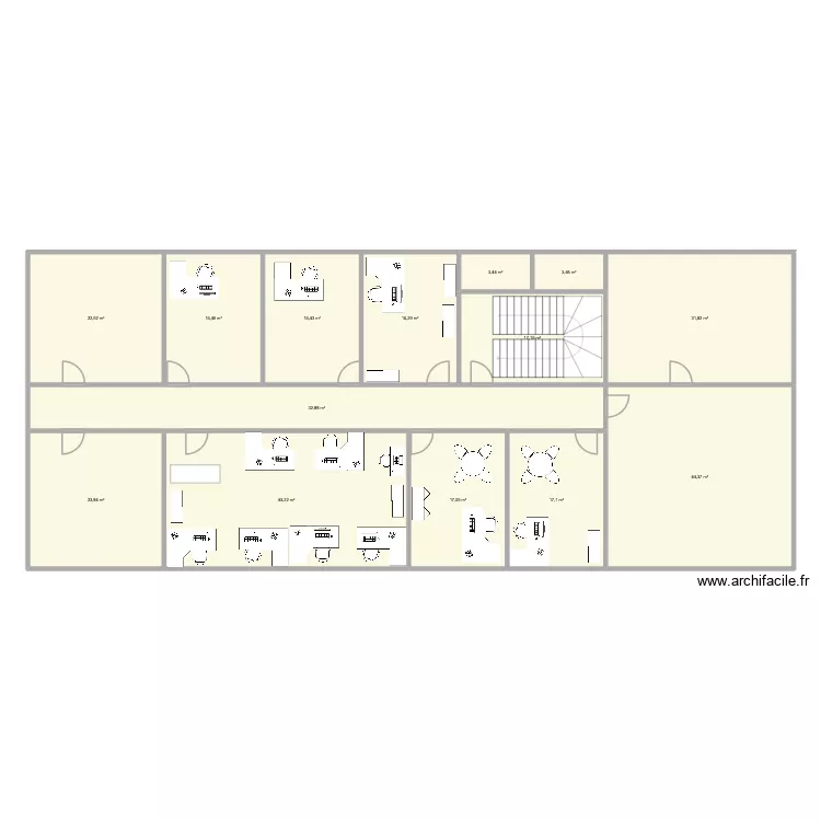 Daubi&eacute;. Plan de 14  et 307 m²