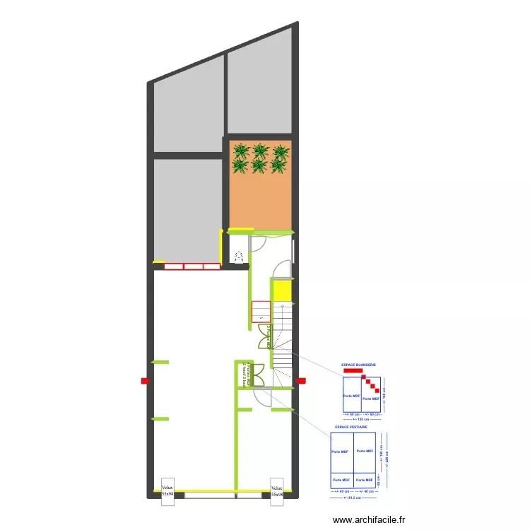 BAUCQ 77 3e étage Portes MDF. Plan de 9 Pièces et 99 m² BAUCQ 77 3e étage Portes MDF. Plan de 9 Pièces et 99 m²