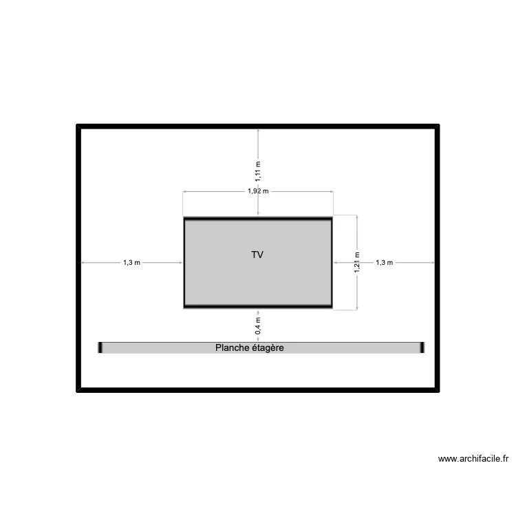 mur TV orangerie. Plan de 1  et 15 m²