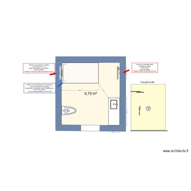 Projet Chantraine. Plan de 1 pièce et 7 m2