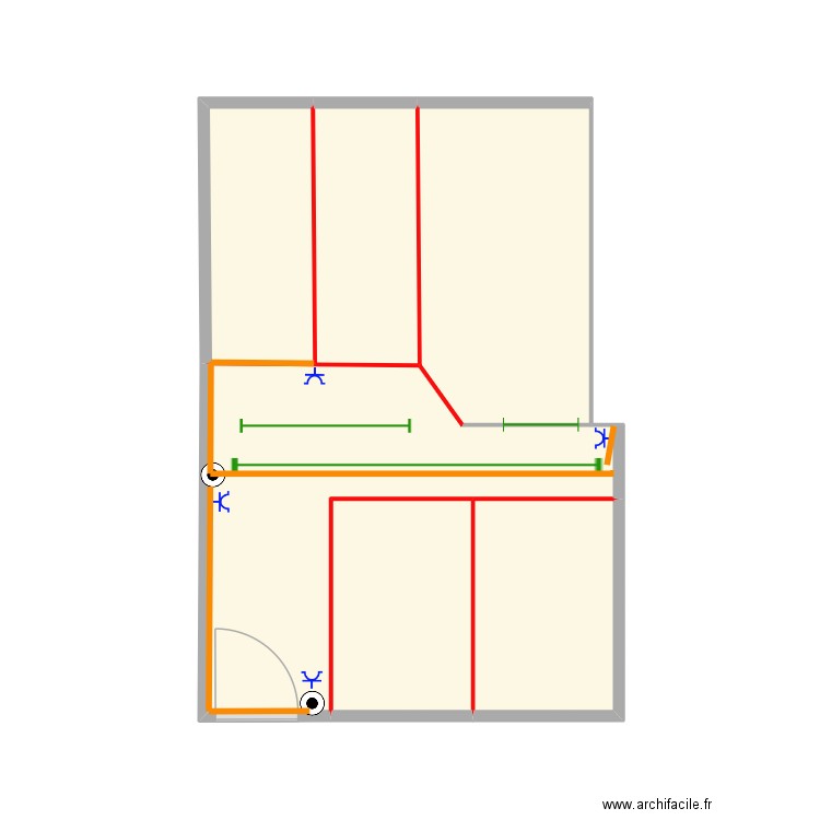 voliere A PORTE. Plan de 6 pièces et 22 m2