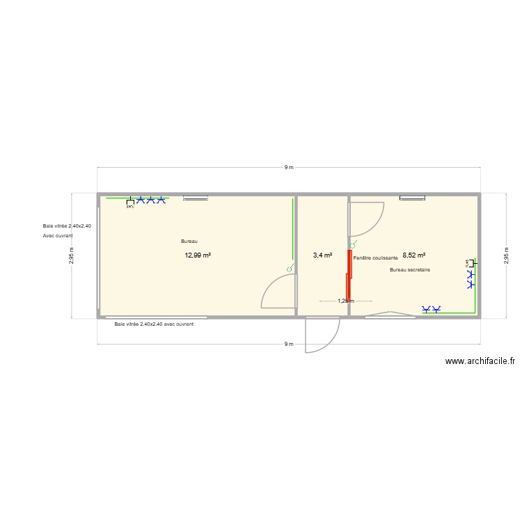 garage raymon p2. Plan de 3 pièces et 25 m2