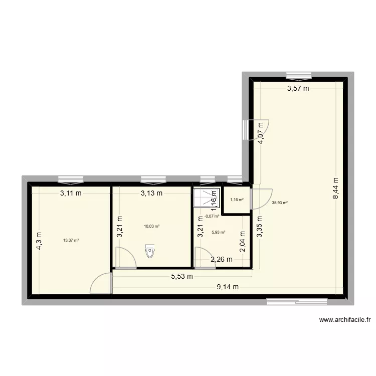 GRANGE. Plan de 6  et 140 m²