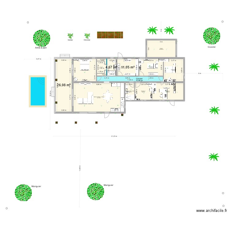 Maison 3. Plan de 15 pièces et 189 m2