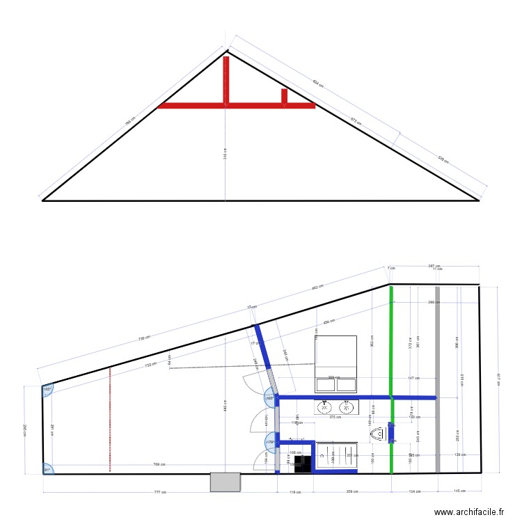 BRERY21012024. Plan de 2 pièces et 31 m2