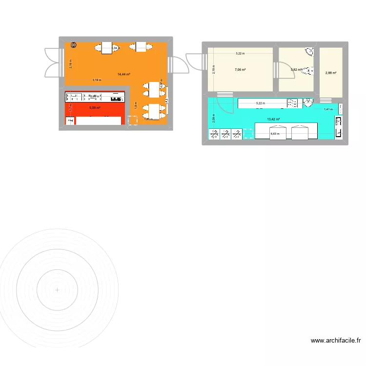 plan lucky doc. Plan de 6  et 47 m²