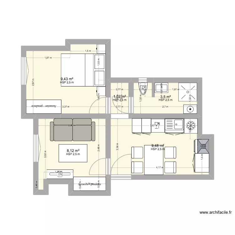 PARIS 9. Plan de 5  et 32 m²
