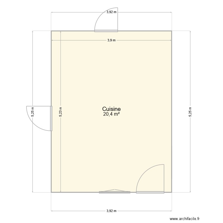 Cuisine. Plan de 1 pièce et 20 m2