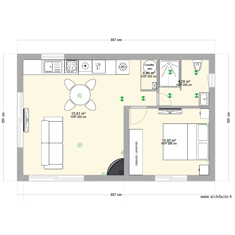 studio erbajolo. Plan de 4 pièces et 39 m2