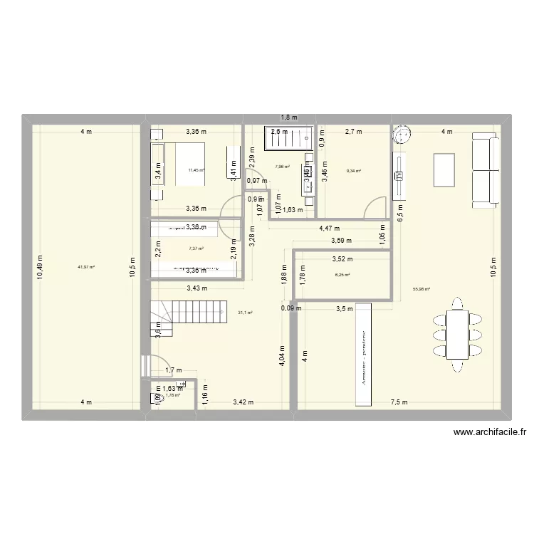 rdc pont de crau. Plan de 9  et 173 m²