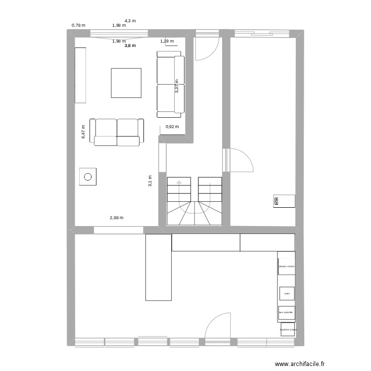 fitzou2. Plan de 1 pièce et 22 m2