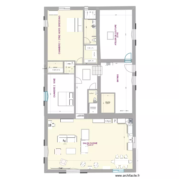 GRANGE RENOVATION FEVRIER 2025. Plan de 10  et 142 m²